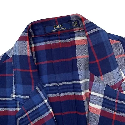 46 R Polo Ralph Lauren Blue Plaid Shirt Jac Cotton Madras Patch Pocket Blazers • $149.95