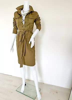 2002 Tom Ford For Yves Saint Laurent Safari Dress Vintage Khaki Clothes Women • $688