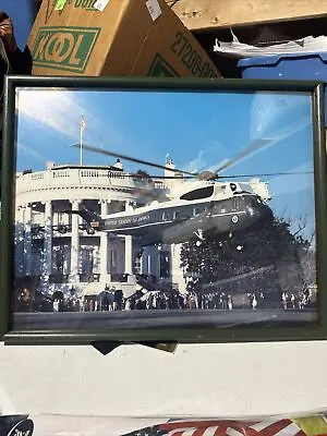 Vintage 1980's Marine One Helicopter Large Print Framed 20x15 • $49.99