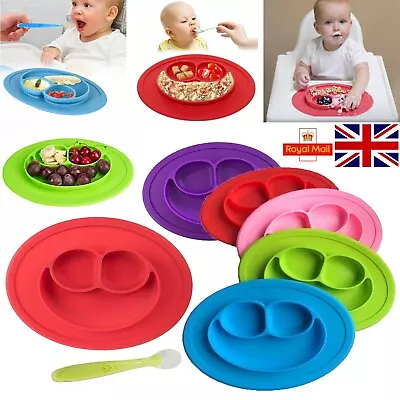 Silicone Baby Feeding Snack Mat Toddler Placemat Kids Suction Plate Food Tray • £5.49