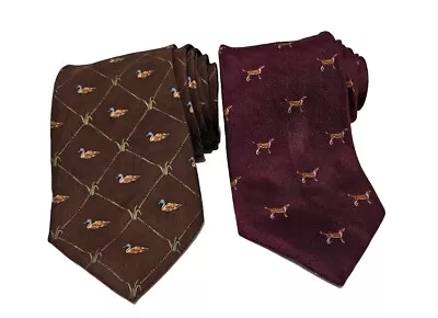 Vintage Brooks Brothers Makers Pure Silk Tie Set Duck And Dog Ties 👔 LOT OF 2 • $88.50