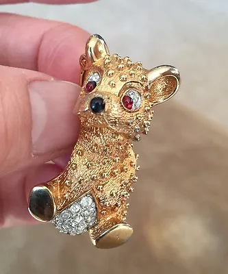 ***SALE**** RARE Ciner Ruby Red Eye Bear Cub Brooch! Pristine & Beautiful! • $98