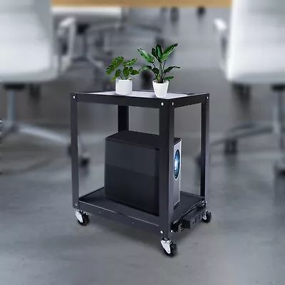 26  Steel AV Cart Media Cart 2 Shelves 110 LBS Presentation Cart W/ Power Strip • $85.50