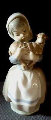 LLADRO NAO FIGURINE  GIRL WITH LAMB   SPAIN 8     Lamb In Arms   #0120 • $38