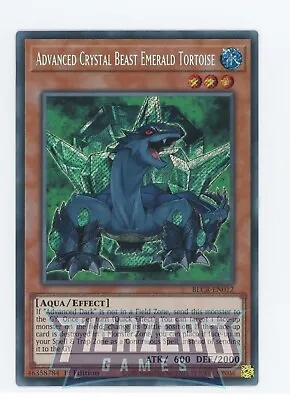 Yugioh Advanced Crystal Beast Emerald Tortoise BLCR-EN012 Secret Rare 1st Ed • £1.79