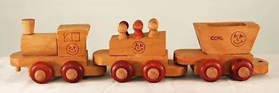Vintage Wooden Toy Train Set - 3 Pieces: Engine Passenger Car & Hopper • $9.99