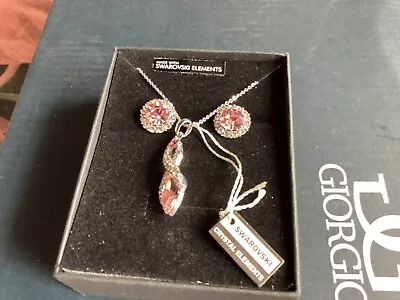 Warren James Swarovski Tickled Pink Gift Set Pendant Necklace And Earrings • £11.50