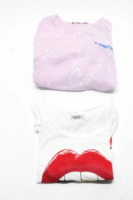 $32.99 • Buy LNA  Lauren Moshi Womens Long Sleeve Top White Pink Size Small LOT 2