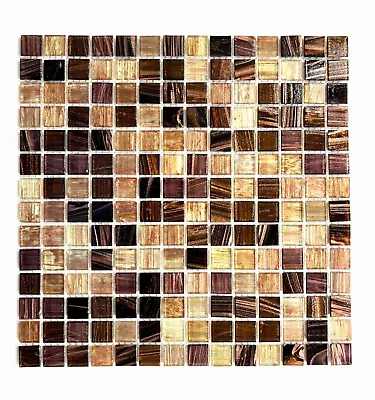 $19.49 • Buy 3/4 X 3/4 Copper Bronze Fleck Glimmer Glass Mosaic Tile Backsplash Kitchen Bath