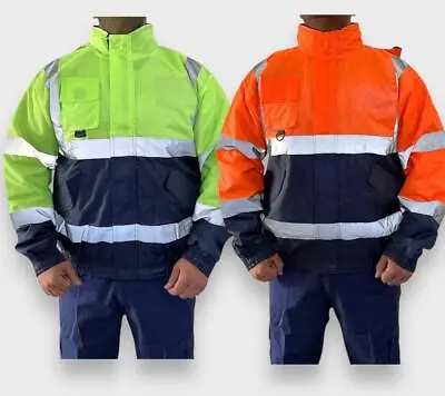 Hi Vis Viz High Visibility Bomber Jacket Waterproof Security Safety Work • £19.99