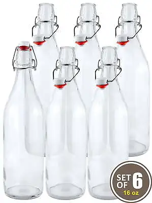 $27.22 • Buy Estilo Swing Top Easy Cap Clear Glass Beer Bottles 16 Oz  Set Of 6 Glass Bottles