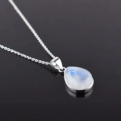 Rainbow Moonstone 925 Sterling Silver Necklace Pendant Chain • $41.39