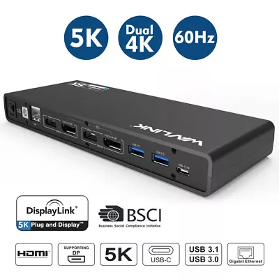 USB C/USB 3.0 Docking Station Signle 5K Dual 4K Ultra HD Video For Window Mac • $153.99