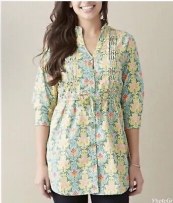 MATILDA JANE GREEN ACRES FLORAL SHIRT Tunic  IT'S A WONDERFUL PARADE Women Large • $23