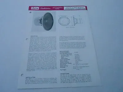 Vintage Ad Sheet #2934 - Kustom Electrovoice 12 Inch Musical Loudspeaker • $15