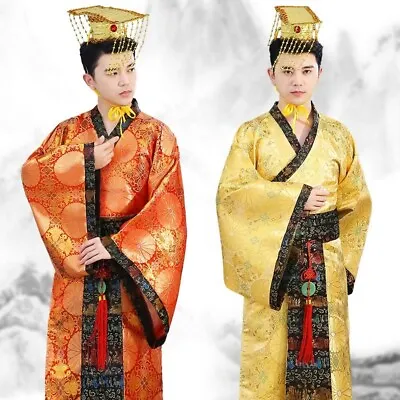 Mens Ancient Hanfu Costume Chinese Tang Emperor Performance Outfit Cosplay • £31.86