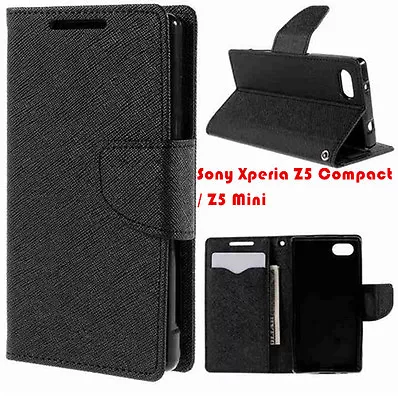 $9.95 • Buy Sony Xperia Z5 Compact / Z5 Mini Mooncase Stand BLACK Wallet Case FREE SP