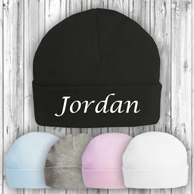 Personalised Printed Baby Beanie Hat Gift Unisex ANY NAME Baby Show Present • £5.49
