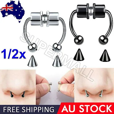 $3.99 • Buy Fake Nose Ring Segment Helix Tragus Faux Clicker Non-Piercing Magnetic OZ