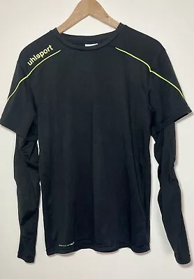 Uhlsport Goalkeeper Shirt Top  Black Size L Neon Green Detail Elbow Pads • £19.99