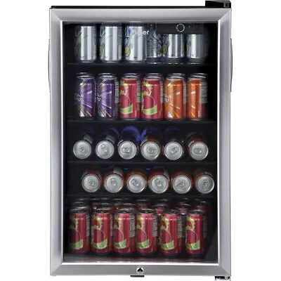 Haier Mini Beverage Fridge Cooler 150 Can Locking Stainless Steel Glass Door NEW • $499.98