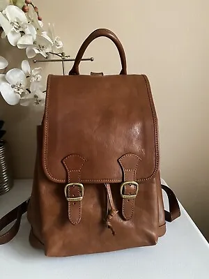 I MEDICI FIRENZE Italy Genuine Leather Brown Large Backpack Bag Drawstring • $116.10