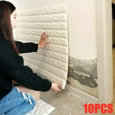 £7.99 • Buy 10X Large 3D Tile Brick Wall Sticker Soft Self-adhesive Waterproof Foam Panel @