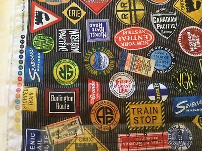 Cotton Fabric 1yd NEW Novelty Signs Words Travel Black Quilting Sewing I Spy  • $10