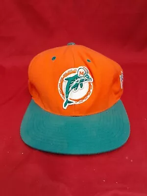 NFL Miami Dolphins 100% Wool Mitchell & Ness Green & Orange Snapback Cap Hat • £19.99