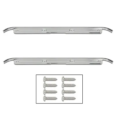$43.90 • Buy Fit For 1967-1972 Chevy C10 GMC Truck Chrome Door Sill Plates Pair W/hardware