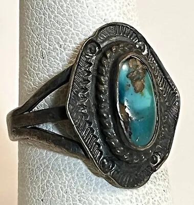 Vintage 70s Unsigned Navajo Natural Persian Turquoise Ring 6.25 • $35