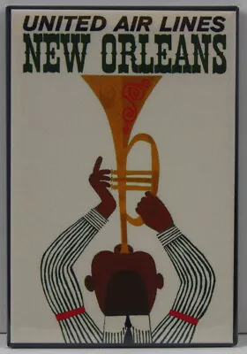 New Orleans Louisiana 2  X 3  Fridge / Locker Magnet. Jazz Vintage Travel Ad • $6.39