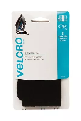 Velcro Black Reusable One-Wrap Tie Straps 23  X 7/8  3 Pack Indoor/Outdoor Use • £12.54