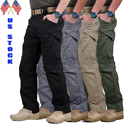 Tactical Mens Cargo Pants Waterproof Work Hiking Combat Outdoor Trousers Pants • $27.54