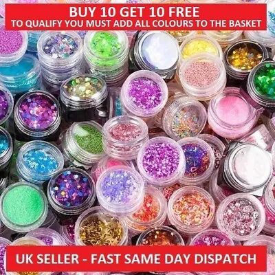 Glitter Pots Chunky Fine Holographic Party Craft Nail Sparkle Festive Christmas • £2.99