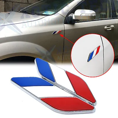 2Pcs Auto Body 3D Chrome Finish French France Flag Emblem Decal Badges Stickers • $10.97