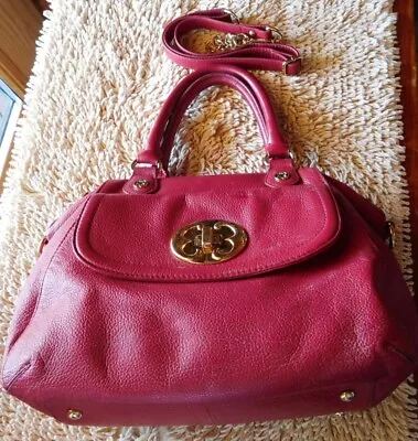$55 • Buy Emma Fox Leather Satchel Handbag W Convertible Strap