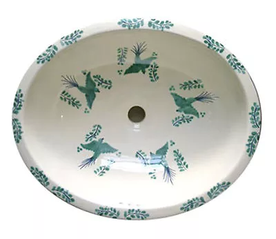 #085 SMALL BATHROOM SINK 16x11.5 MEXICAN CERAMIC HAND PAINT DROP IN UNDERMOUNT • $68.56