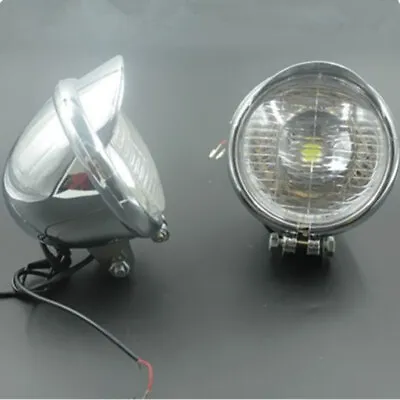 Pair Chrome Motorcycle LED Fog Lights Headlight Lamp Universal Chopper Touring • $28.20