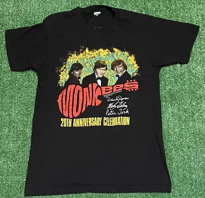 Vintage The Monkees Shirt 20th Anniversary World Tour Black Buttery Soft Large L • $39.99