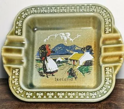 Wade Co Armagh IRISH Porcelain Green Ashtray Cottage Scene Hand Painted IP626 • $29.99
