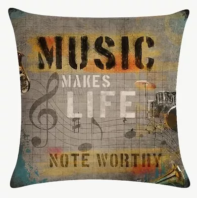 Vintage Retro Musical Guitars Musical Inspiration Throw Pillow Cover Home Decor • $13.56