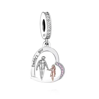Daddy's Girl Charm 💖 Love Heart Genuine 925 Sterling Silver Fit Bracelet Gift  • £16.45