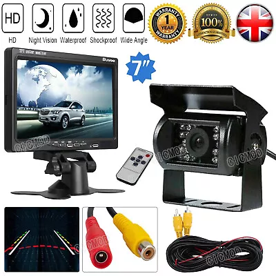 12V/24V AV Reversing Camera + 7  LCD Monitor Car Rear View Kit For Bus Truck Van • £42.99