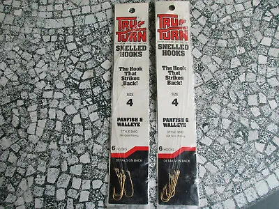 Tru Turn Snelled Hooks Size 4 24K Gold Plating Lot Of 2 Packages Of 6 Hooks • $8.99