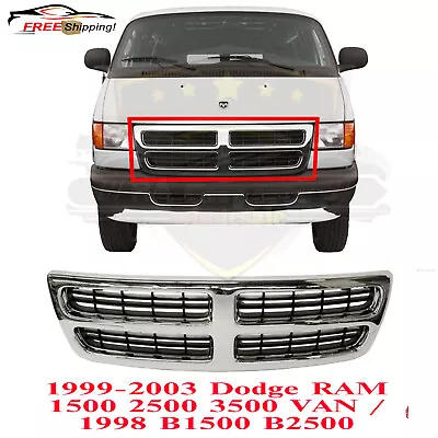 For 98-03 Dodge Ram 1500 Van Front Grille Assembly Chrome Shell W/ Black Insert • $155.90