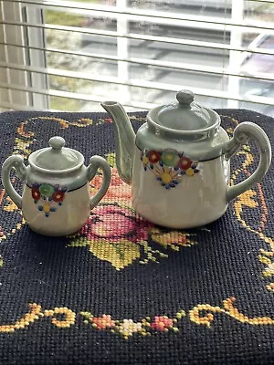 Miniature Teapot And Sugar Ceramic Vintage Japan • $17