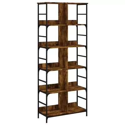 Large Industrial Bookcase Tall Bookshelf Vintage Dark Wood Display Storage Unit • £108.41