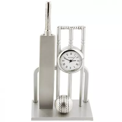£19.99 • Buy Miniature Cricket Clock Satin Silver Father Day Birthday Or Christmas Gift