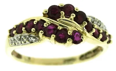 Ruby Diamonds Rings 9ct Yellow Solid Gold Crossover Snake Serpent Pattern Size P • £180